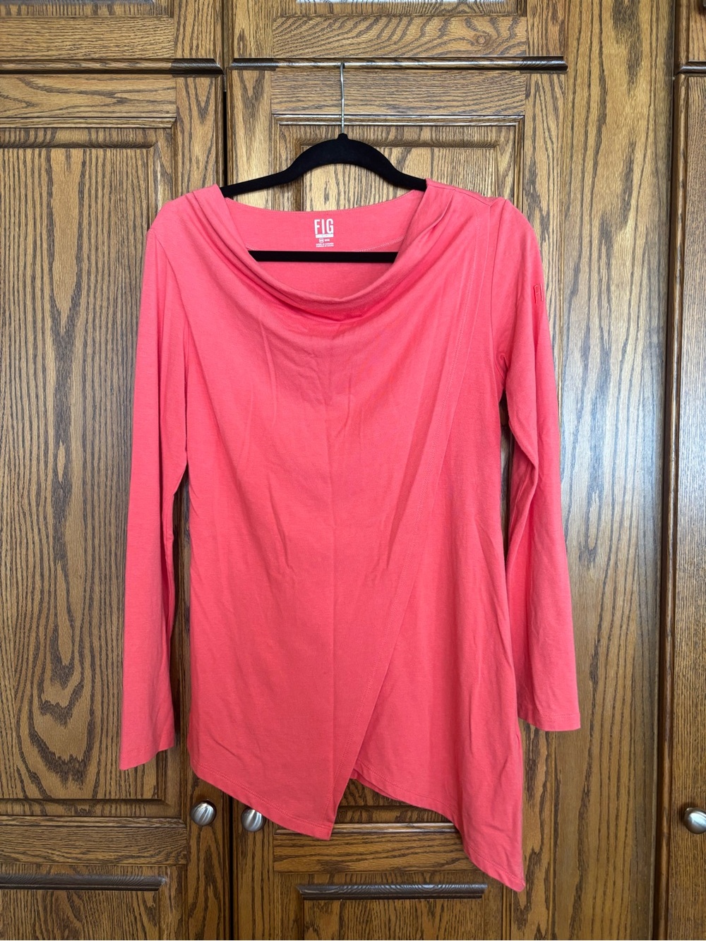 Women’s fig small Coral Long Sleeve Asymmetric Draped Top